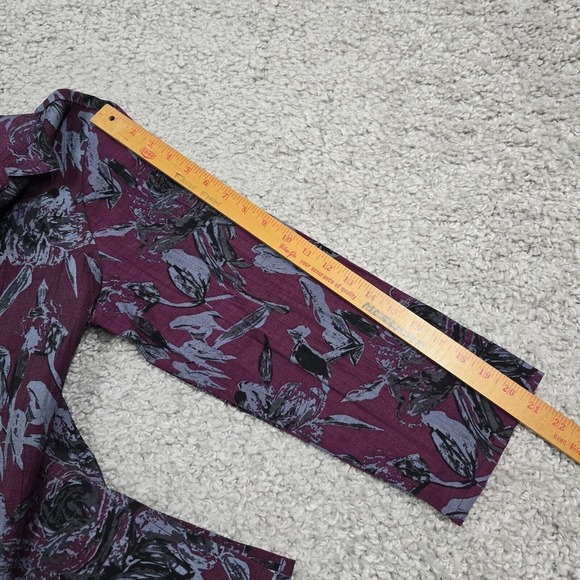Habitat Shirt Womens Medium Purple Floral Button‎ Long Sleeve Lightweight Beachy - Picture 13 of 14